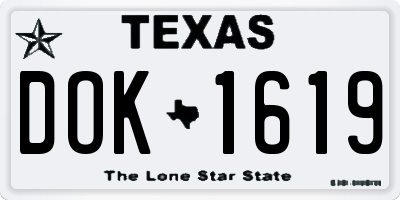 TX license plate DOK1619