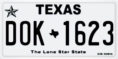 TX license plate DOK1623