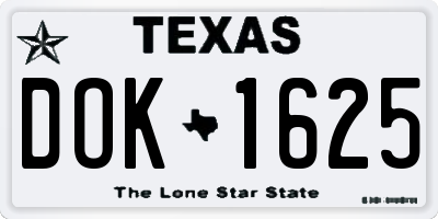 TX license plate DOK1625