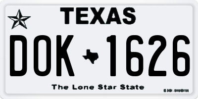 TX license plate DOK1626