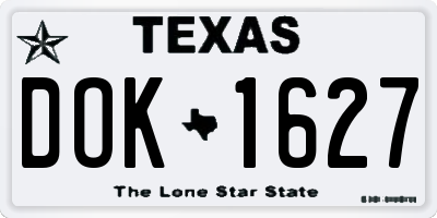TX license plate DOK1627