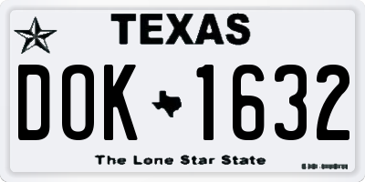 TX license plate DOK1632
