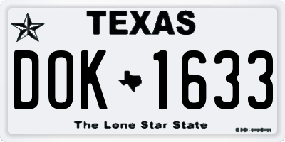 TX license plate DOK1633