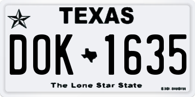 TX license plate DOK1635