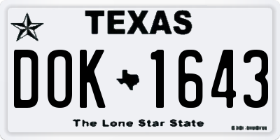 TX license plate DOK1643