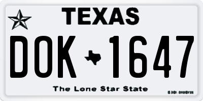 TX license plate DOK1647