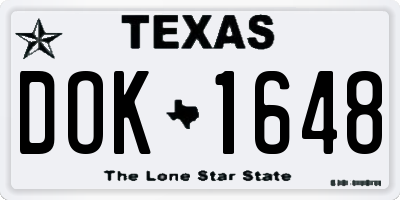 TX license plate DOK1648