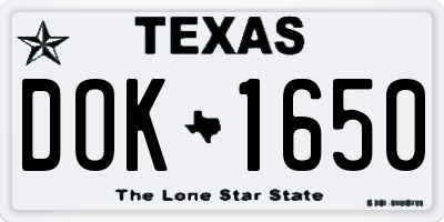 TX license plate DOK1650
