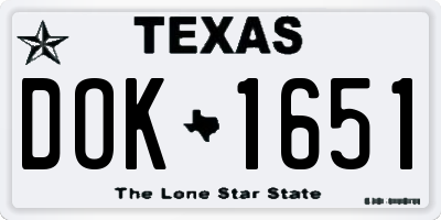 TX license plate DOK1651