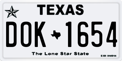 TX license plate DOK1654