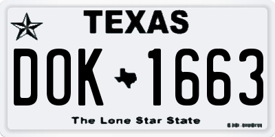 TX license plate DOK1663