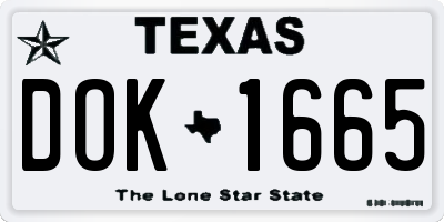 TX license plate DOK1665