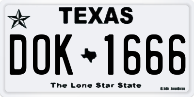 TX license plate DOK1666