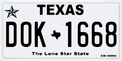 TX license plate DOK1668