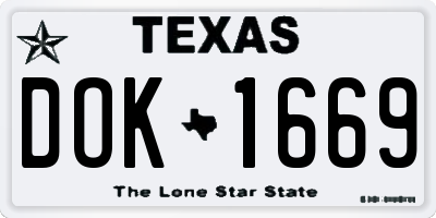TX license plate DOK1669