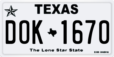 TX license plate DOK1670