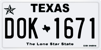 TX license plate DOK1671