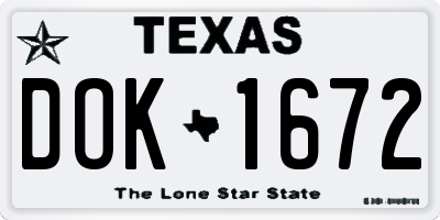 TX license plate DOK1672