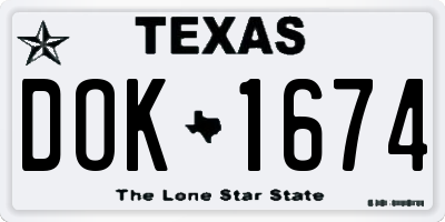 TX license plate DOK1674
