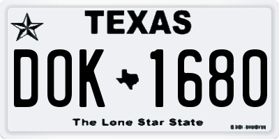 TX license plate DOK1680