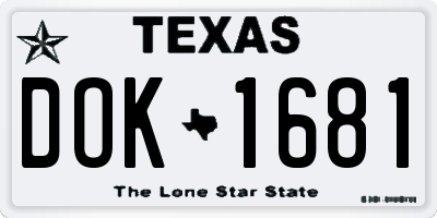 TX license plate DOK1681