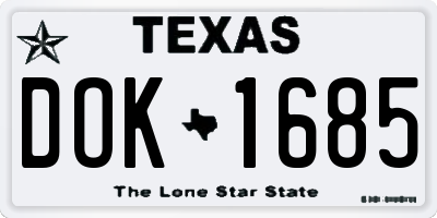 TX license plate DOK1685