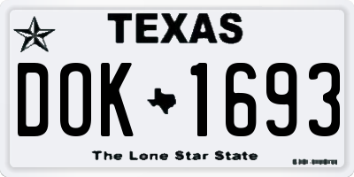 TX license plate DOK1693