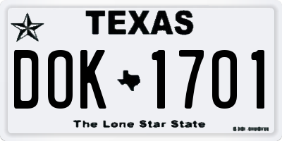 TX license plate DOK1701