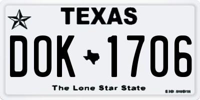 TX license plate DOK1706