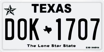 TX license plate DOK1707