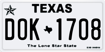 TX license plate DOK1708