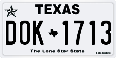 TX license plate DOK1713
