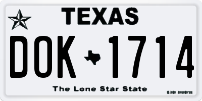 TX license plate DOK1714
