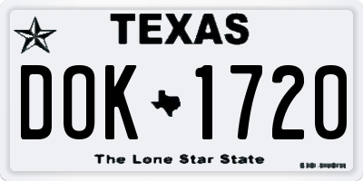 TX license plate DOK1720