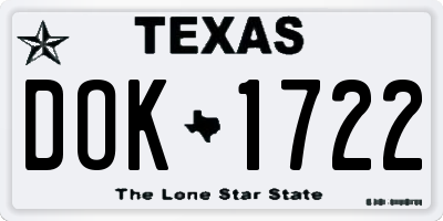TX license plate DOK1722