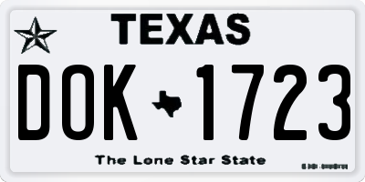 TX license plate DOK1723