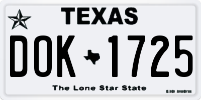 TX license plate DOK1725