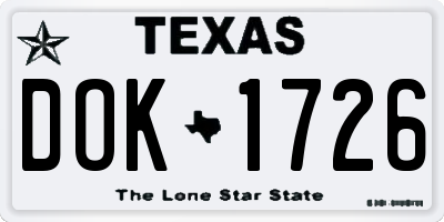 TX license plate DOK1726