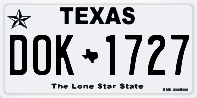 TX license plate DOK1727