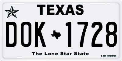 TX license plate DOK1728