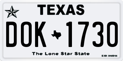 TX license plate DOK1730