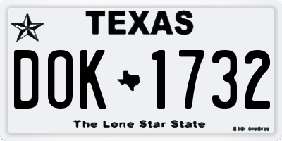 TX license plate DOK1732
