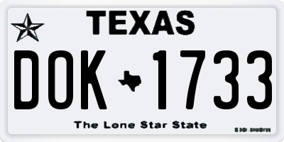 TX license plate DOK1733