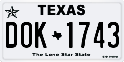 TX license plate DOK1743