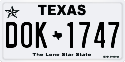 TX license plate DOK1747
