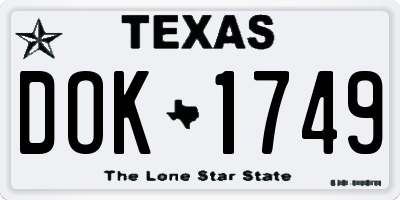 TX license plate DOK1749