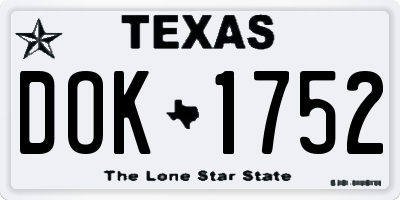 TX license plate DOK1752