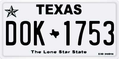 TX license plate DOK1753