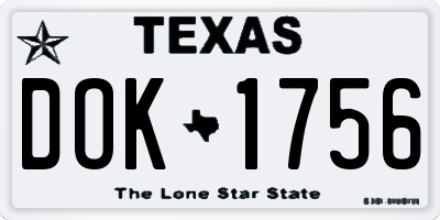 TX license plate DOK1756