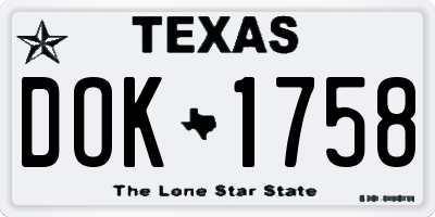 TX license plate DOK1758